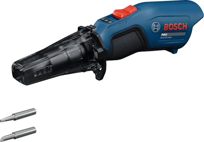 Bosch GLK 12V-420 cordless soldering iron with two tips.
