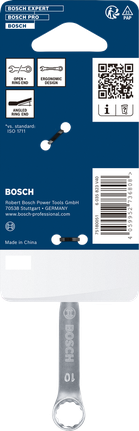 Bosch combination wrench 10 mm with ergonomic ring end.