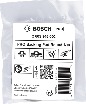 Bosch PRO Backing Pad Round Nut M14 for 115/125 mm grinders.