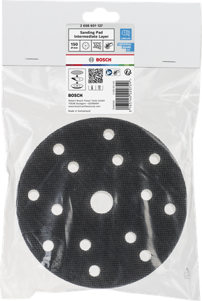 Bosch 150 mm intermediate layer sanding pad for sanders.