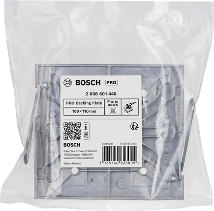 Bosch PRO Backing Plate 100 x 110 mm in packaging.
