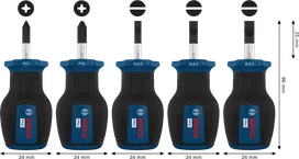 Bosch PRO Stubby Screwdriver PH/SL Set 5 pcs with S2 shafts.