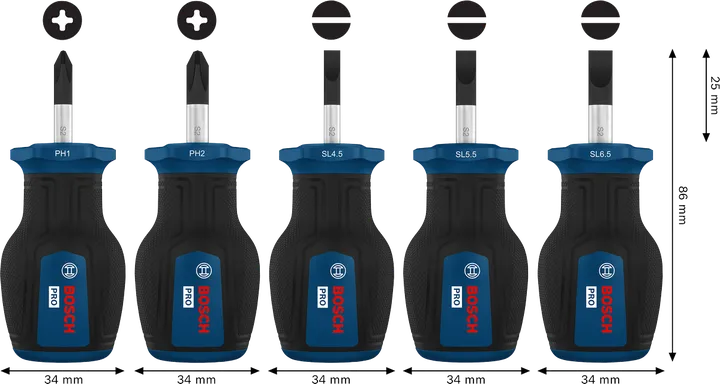 PRO Stubby Screwdriver PH/SL Set, 5 pcs
