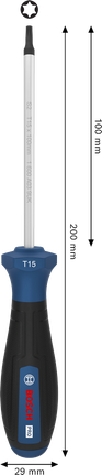 Bosch PRO Screwdriver TX15 with 100 mm blade.
