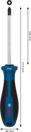 Bosch PH2 x 100 mm screwdriver with ergonomic handle.
