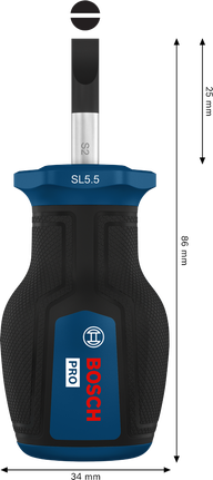 Bosch PRO Stubby Screwdriver SL 1.0 x 5.5 x 25 mm.
