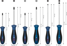 Bosch screwdriver set PH/PZ/SL, 6 pcs with chrome vanadium shafts.