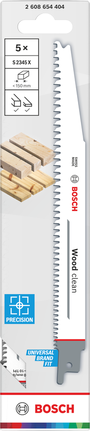 Bosch Wood clean S2345X jigsaw blade for precise wood cutting.
