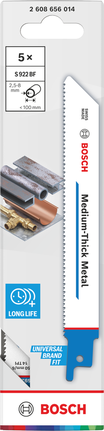 Bosch S 922 BF Medium-Thick Metal BIM saw blades, 5 pcs.