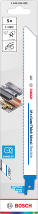 Bosch S 1122 BF medium-thick metal flexible reciprocating saw blade 5-pack.
