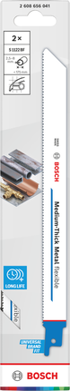 Bosch S 1122 BF Medium-Thick Metal flexible BIM saw blade 2 pack.