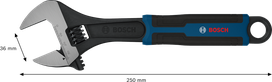 Bosch adjustable wrench 250 mm with 36 mm opening.