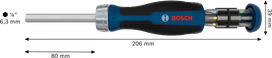 Bosch bit ratchet screwdriver with 12-piece bit magazine.