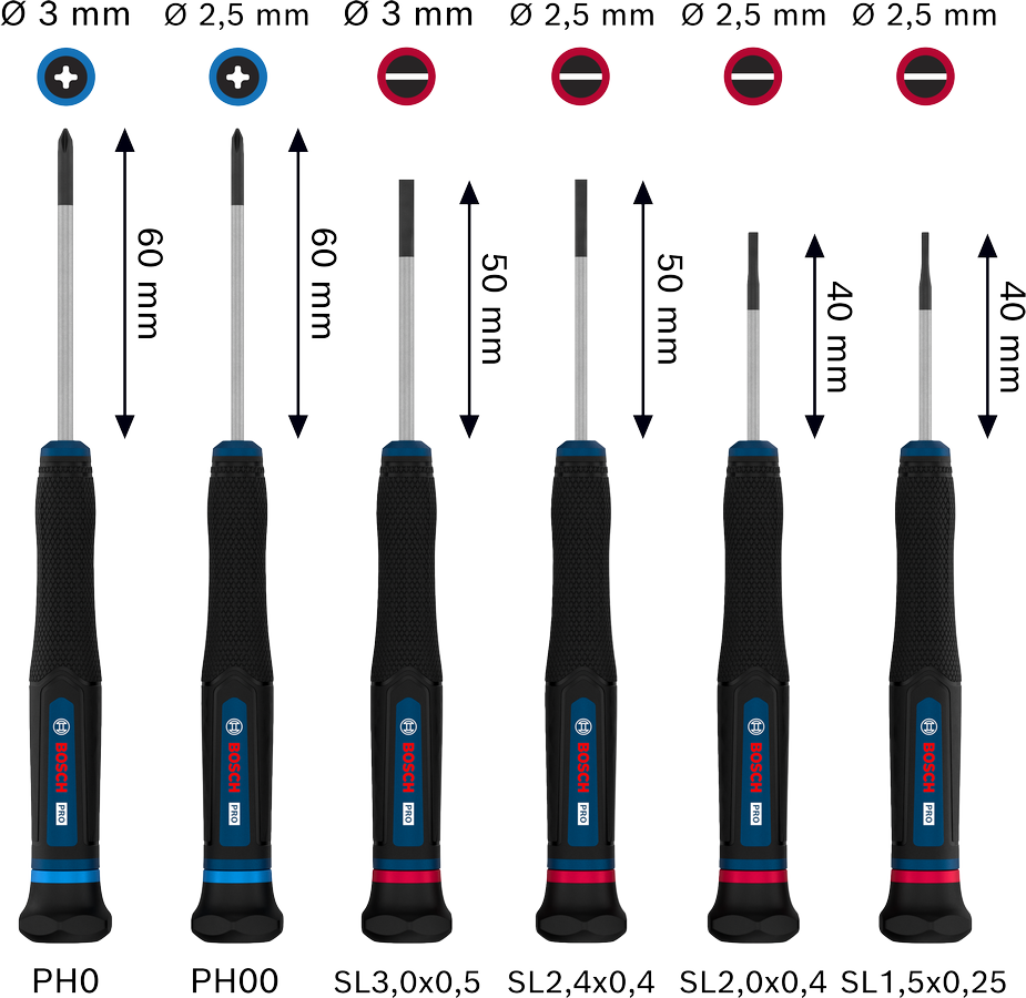 PRO Precision Screwdriver PH/SL Set, 6 pcs