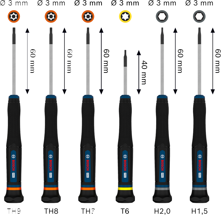 PRO Precision Screwdriver TX/TH/H Set, 6 pcs