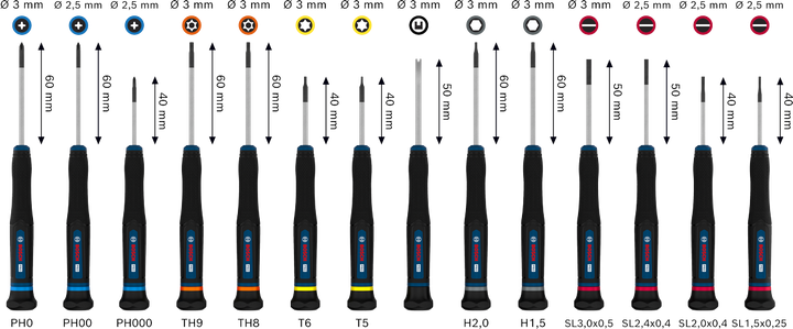 PRO Precision Screwdriver PH/SL/TX/TH/H Set, 14 pcs