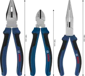 Bosch pliers set with multi-component handles, 3 pieces.