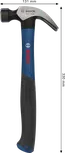 Bosch claw hammer 16oz carbon steel curved head.