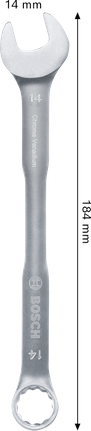 Bosch 14 mm combination wrench chrome vanadium.