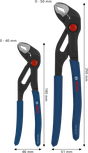 Bosch water pump pliers set with dipped non-slip handles.