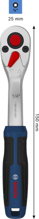 Bosch 1/4 inch ratchet 150 mm chrome vanadium.