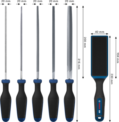Files and File Brush Set, 6 pcs