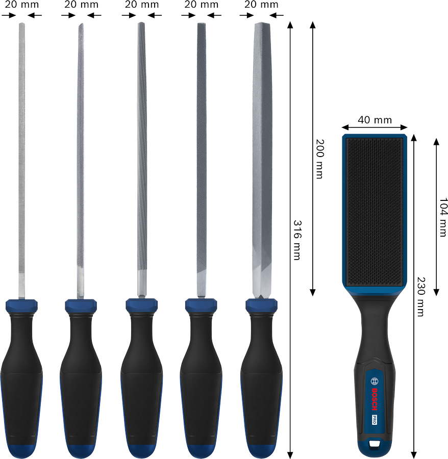 Files and File Brush Set, 6 pcs