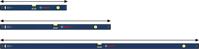 Bosch Box Level Set 60/100/180 cm with impact-resistant end caps.