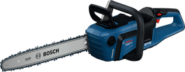 Bosch GKE 18V-40 cordless chainsaw with brushless motor.