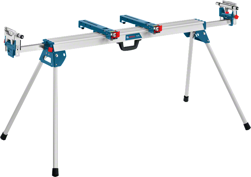 Bosch GTA 3800 saw stand with adjustable supports.