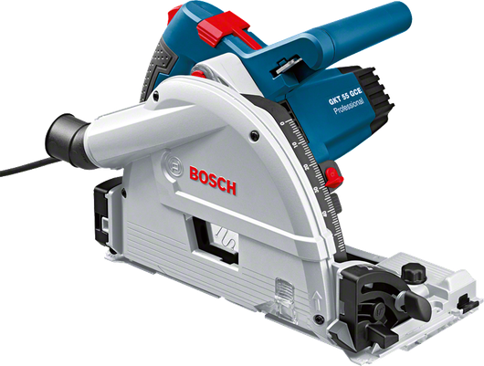 Bosch GKT 55 GCE track circular saw for precise cutting.