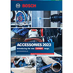 Bosch Professional product catalog showcasing tools and accessories, featuring various images.
