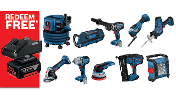 A collection of Bosch Professional tools, including drills, a sander, and a vacuum, mostly blue, displayed on a white background.