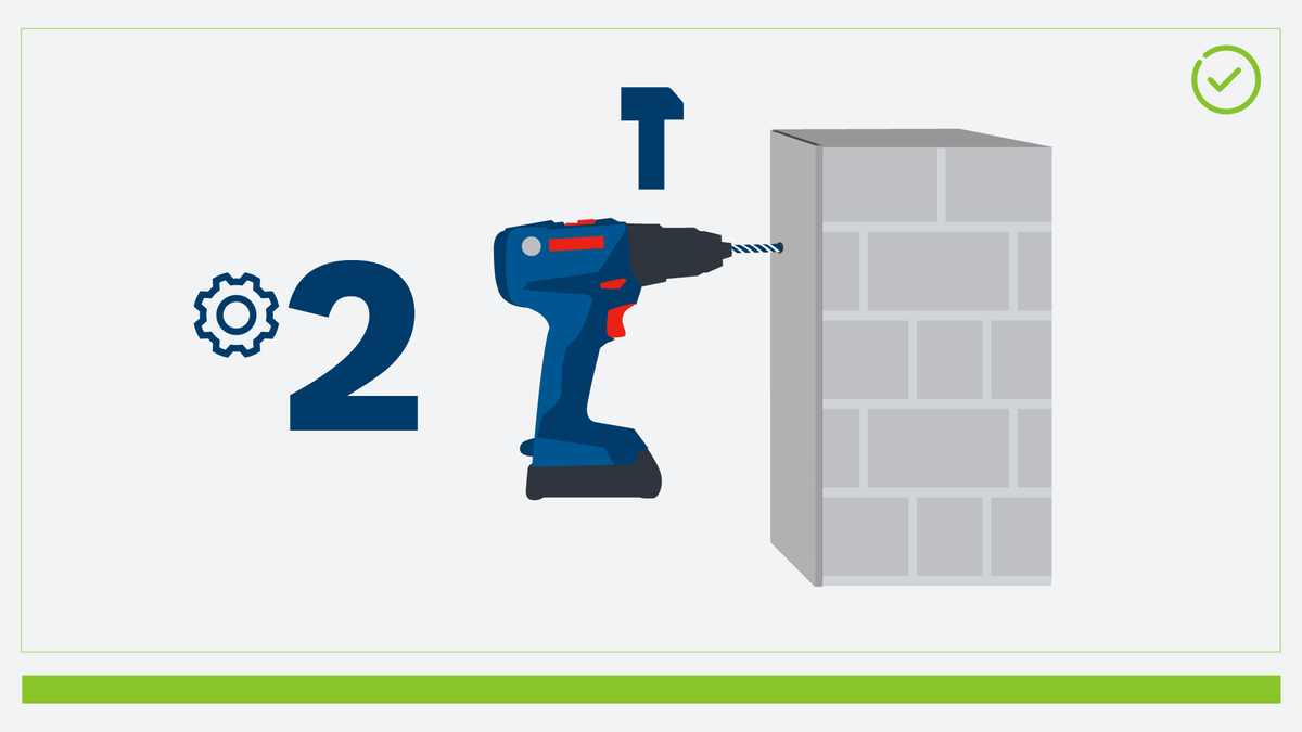 Object #200567430: 08_Drilling_into_materials_behind_ceramic_tiles_1920x1080_EN_GB_1920x1080 Bosch drill set to gear 2 for drilling behind tiles.