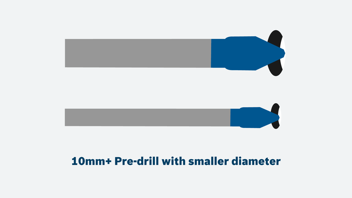 Object #200567555: 09_Drilling_Large_Diameters_1920x1080_EN_GB_1920x1080 Bosch large diameter drill bit, pre-drilling guidance.