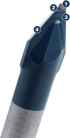 Bosch multi-material drill bit with carbide tip.