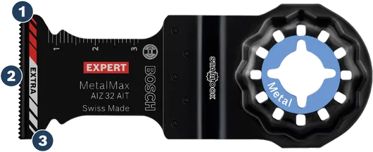 Bosch MetalMax Starlock blade for cutting metal.