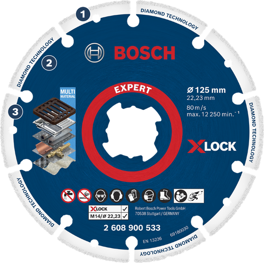 Bosch EXPERT X-LOCK diamond cutting disc for multi-material.