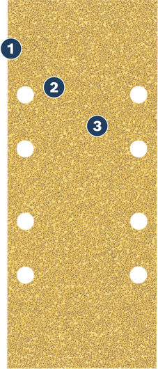 Bosch rectangular sanding sheet with multiple holes.