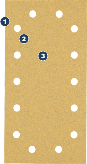 Bosch sanding sheet with multiple dust extraction holes.