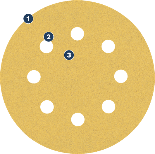 Bosch sanding disc with multiple dust extraction holes.