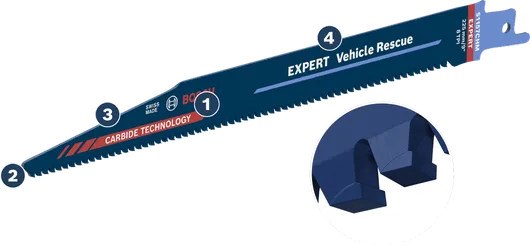 Bosch Expert Vehicle Rescue saw blade with carbide technology.