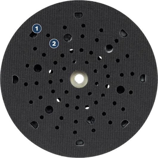 Bosch sanding pad with multi-hole design.