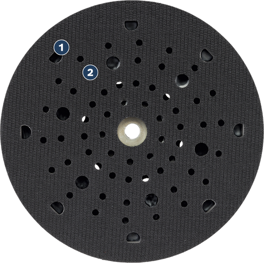 Bosch sanding pad with multiple dust extraction holes.