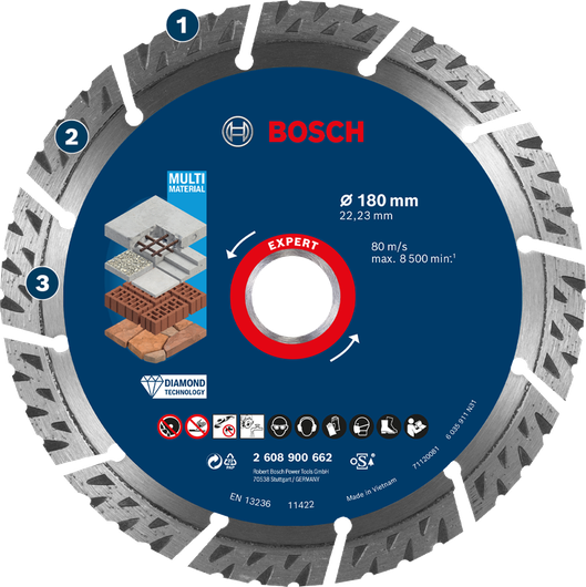 Bosch diamond cutting disc for multi-material use.