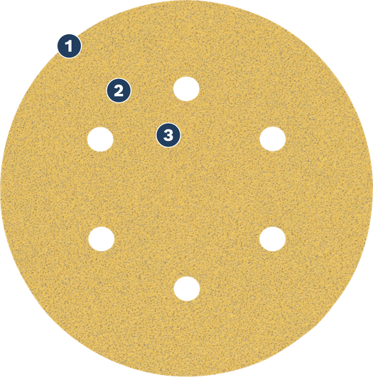 Bosch sanding disc with multiple dust extraction holes.