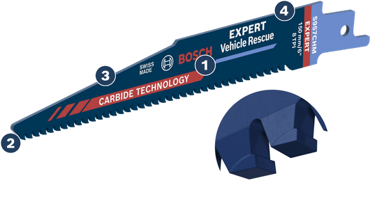 Bosch Expert Vehicle Rescue carbide reciprocating saw blade.