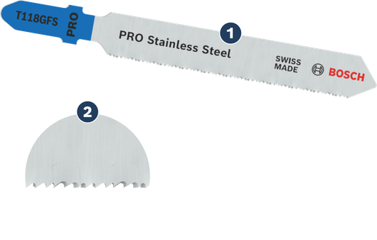 Bosch PRO Stainless Steel T118GFS jigsaw blade for metal.