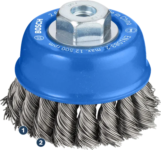 Bosch PRO Metal heavy cup brush 75 mm for angle grinders.