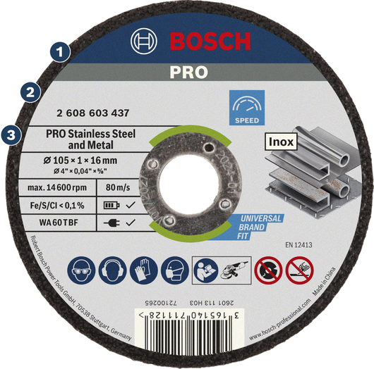 Bosch PRO stainless steel and metal cutting disc.